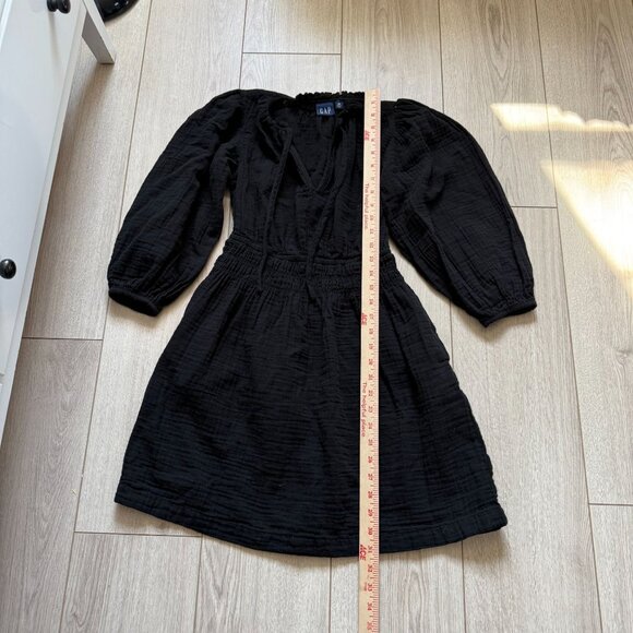 Gap 3/4 Sleeve Textured Mini Dress Women's Size XS Casual Boho Chiclook Black - Picture 3 of 7